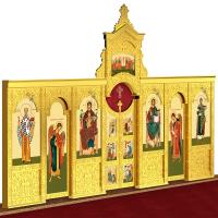 Иконостас деревянный &quot;Суздальский&quot; одноярусный, цвет &quot;золото&quot;, 608х378х25,4 см