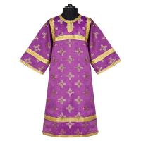 Стихарь алтарника детский, шелк &quot;Святительский&quot;, фиолетовый с золотом