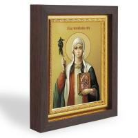 Икона равноапостольной Нины, в узком багете, цвет "темный дуб", на холсте, с золочением №2