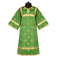 Стихарь алтарника детский, шелк &quot;Святительский&quot;, зеленый с золотом