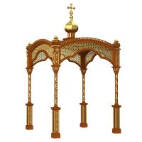 Сень над престолом &quot;Романовская&quot;, цвет &quot;кипарис&quot; с золотом (поталь), 245х245х440 см