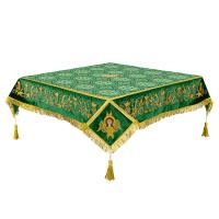 Пелена на престол комбинированная, зеленая с золотом, вышивка