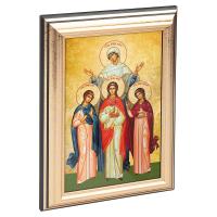 Икона святых мучениц Веры, Надежды, Любови и матери их Софии в пластиковой рамке, 13х1,5х18 см