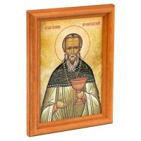 Икона праведного Иоанна Кронштадтского  в деревянной рамке, 12х1,5х17 см