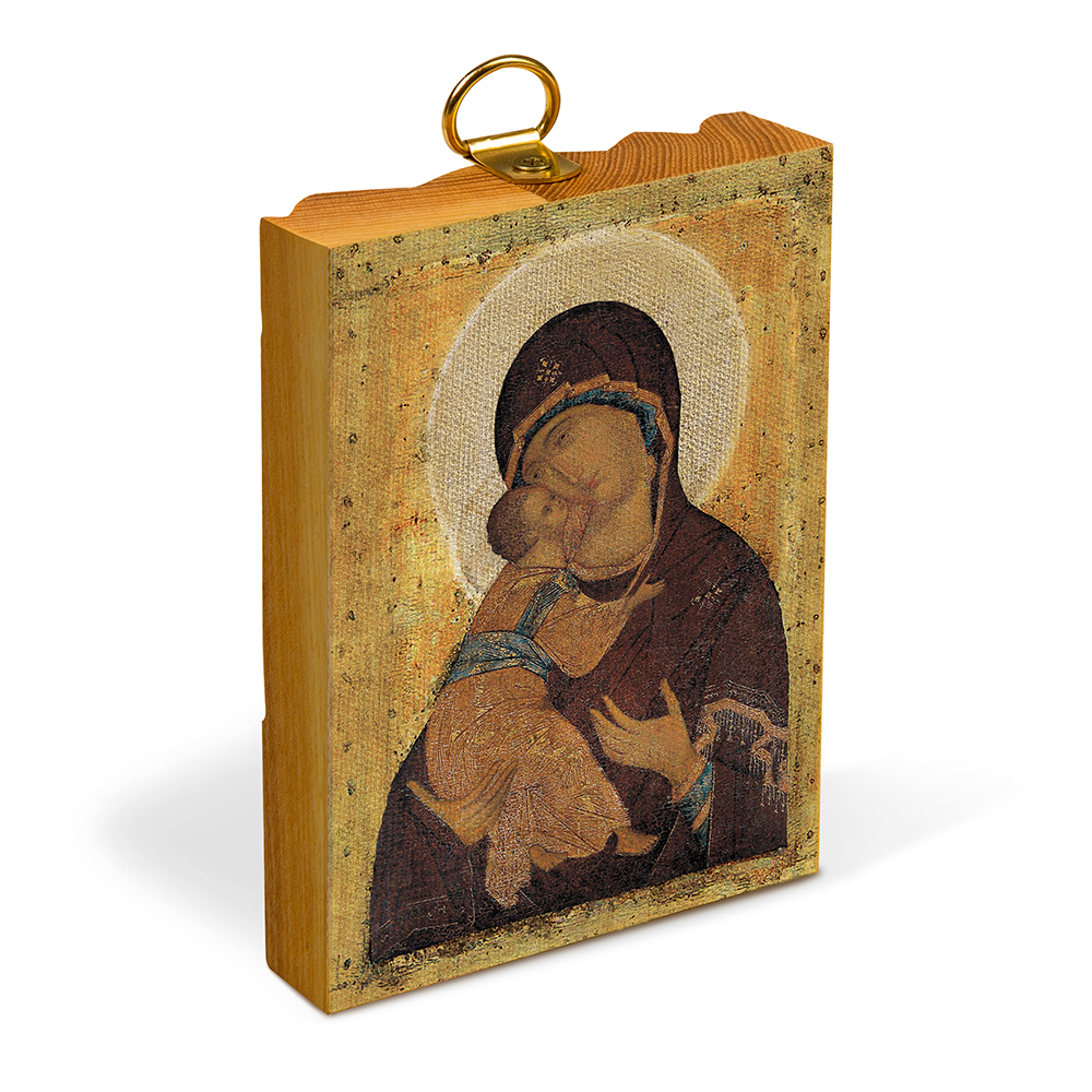 Икона Божией Матери "Владимирская" (прп. Андрея Рублева) на деревянной основе, на холсте с золочением