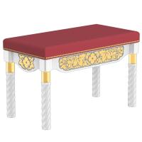 Лавка храмовая "Суздальская" белая с золотом (поталь), 80х40х50 см