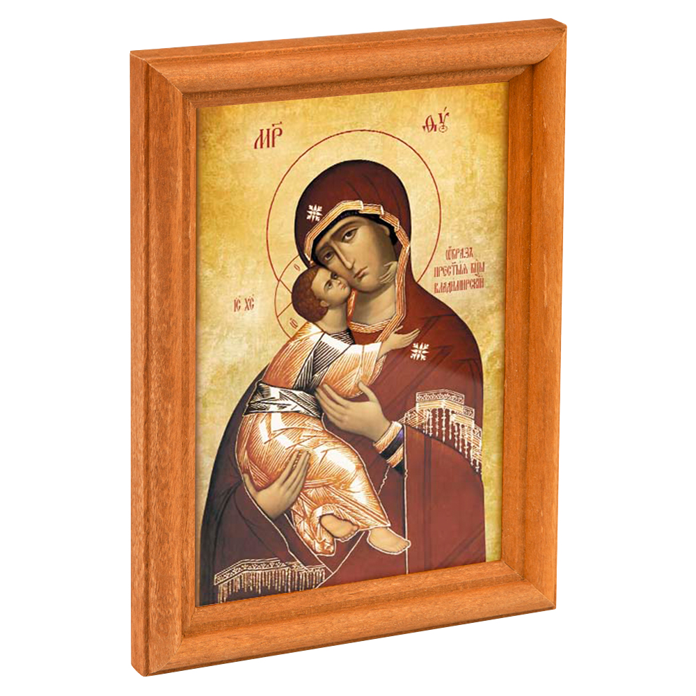 Икона Божией Матери "Владимирская" в деревянной рамке, 12х1,5х17 см