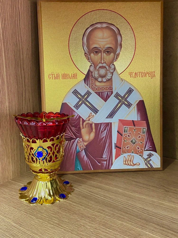 Лампада настольная, цинковый сплав, 9х10 см