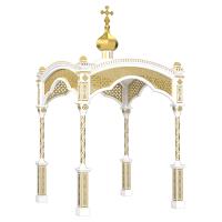 Сень над престолом &quot;Романовская&quot;, белая с золотом (поталь), 245х245х440 см