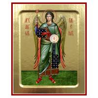 Икона Архангела Гавриила ростовая, на дереве, золочение (поталь), 12,5х16 см