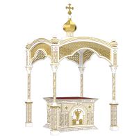 Облачение на престол "Романовское" белое с золотом (патина)