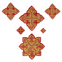 Набор крестов для иерейского облачения красный, золотая нить