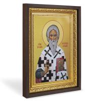 Икона святителя Арсения, архиепископа Сербского, в широком багете, цвет "темный дуб", на холсте, с золочением