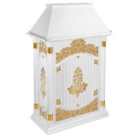 Аналой клиросный "Суздальский" белый с золотом (поталь), тумба, четырехсторонний, 85х48х134 см