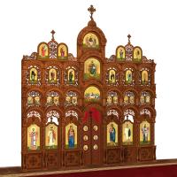 Иконостас деревянный резной &quot;Благовещенский&quot; четырехъярусный, цвет &quot;кипарис&quot;, 664х671,5х28 см