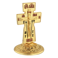 Крест в автомобиль из ювелирного сплава в позолоте с эмалью