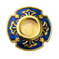 Мощевик врезной из ювелирного сплава в позолоте с синей эмалью, Ø 40/16 мм