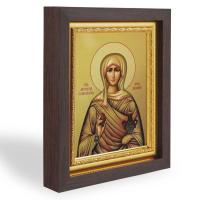 Икона равноапостольной Марии Магдалины, в узком багете, цвет "темный дуб", на холсте, с золочением