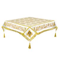 Пелена на престол комбинированная, белая с золотом, вышивка