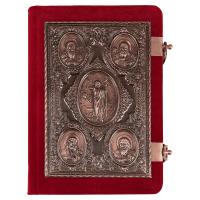 Евангелие требное среднее красное, оклад "под бронзу", бархат, 17х22 см