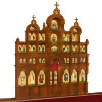 Иконостас деревянный &quot;Романовский&quot; четырехъярусный, цвет &quot;кипарис&quot;, 704х765х47 см