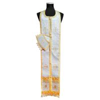 Требный набор / комплект белый вышитый, цветной галун, парча