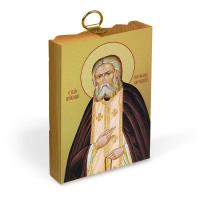 Икона преподобного Серафима Саровского на деревянной основе, на холсте с золочением