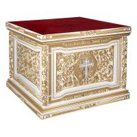 Облачение на престол "Вологодское" белое с золотом (патина), высота 105 см