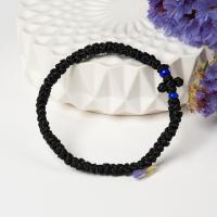 Браслет плетеный (комбоскини) с пластиковыми бусинами, черный №2