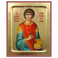 Икона великомученика и целителя Пантелеимона, на дереве, золочение (поталь), 12,5х16 см