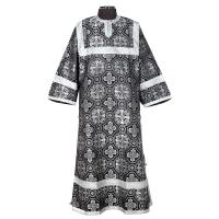 Стихарь алтарника детский, шелк &quot;Горненский&quot;, черный с серебром