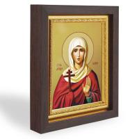 Икона мученицы Галины Коринфской, в узком багете, цвет "темный дуб", на холсте, с золочением