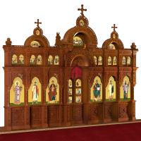 Иконостас деревянный "Романовский" двухъярусный, цвет "кипарис", 704х540х47 см