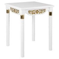 Стол &quot;Суздальский&quot; белый с золотом (поталь), на 4 ножках, высота 76 см