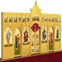Иконостас деревянный "Суздальский" двухъярусный, цвет "золото", 608х378х25,4 см