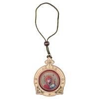 Икона Божией Матери "Казанская" подвесная в машину, фанера, 6х8 см