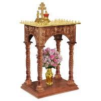 Панихидный стол на 70 свечей "Тверской", цвет "кипарис", колонны, резьба, 70х50х120 см