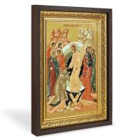 Икона Воскресения Христова, в широком багете, цвет "темный дуб", на холсте, с золочением