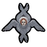 Херувим пришивной черный с серебром, 12,5х11 см