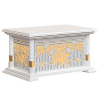 Лавка-сундук храмовая "Суздальская" белая с золотом (поталь)