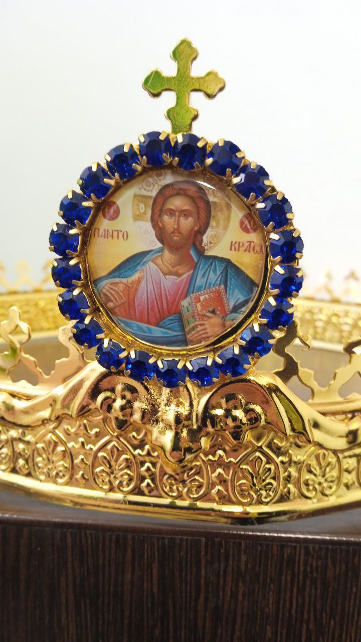 Венцы венчальные, пара, с камнями, высота 8 см