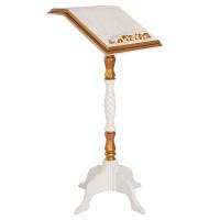 Аналой выносной "Ивановский" белый с золотом (патина), с полочкой, 60х60х120 см