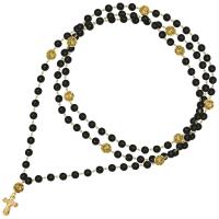 Четки из оникса с разделителями из ювелирного сплава с позолотой (100 бусин)