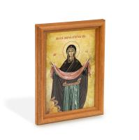 Икона Божией Матери "Покров Пресвятой Богородицы" в деревянной рамке, цвет "кипарис", 12х1,5х17 см