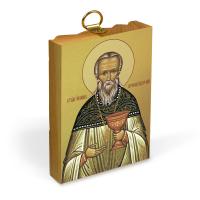 Икона праведного Иоанна Кронштадтского на деревянной основе, на холсте с золочением