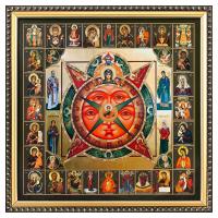 Икона &quot;Всевидящее Око Божие&quot; с клеймами избранных икон Богородицы, багетная рамка, подарочная упаков