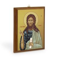 Икона Иоанна Крестителя на деревянной основе, холст с золочением