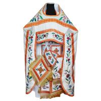 Иерейское облачение белое вышитое, цветной галун, парча