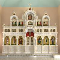 Иконостас трехъярусный (Республика Мордовия), белый с золотом (патина), 704х652,6х123 см