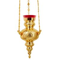 Лампада подвесная, латунь, покрытие под золото, 13х26 см, У 13-0233